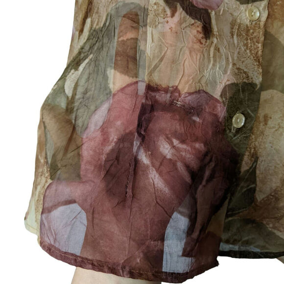 Vtg Anne Charles Floral Sheer Short Sleeve Whimsigoth Spring Blouse 90s Medium - Picture 6 of 11